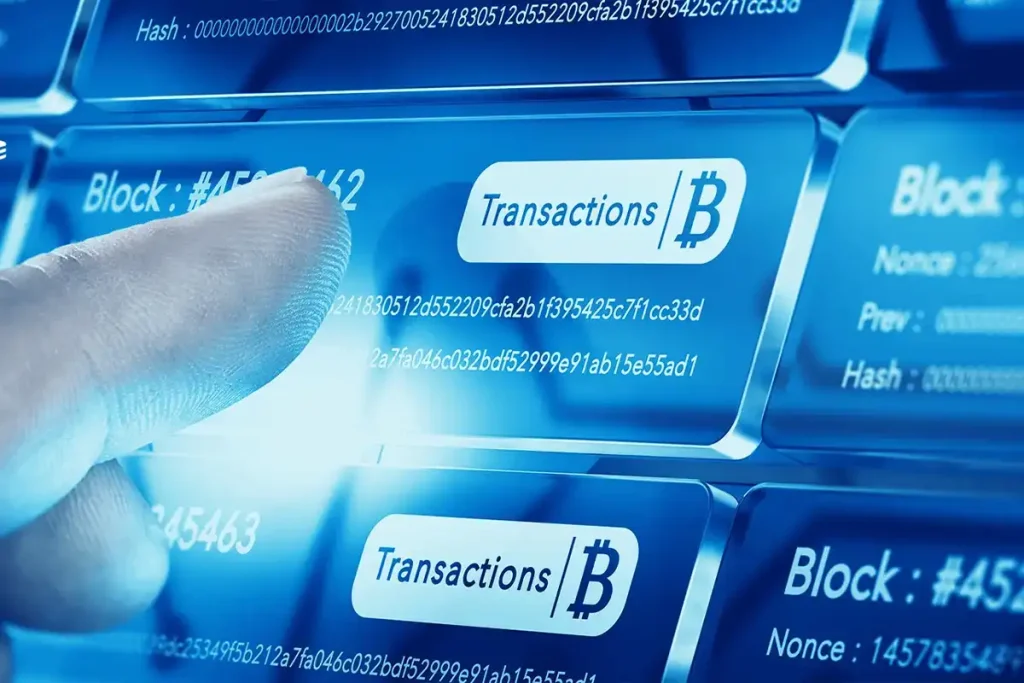 transacción de blockchain con bitcoin