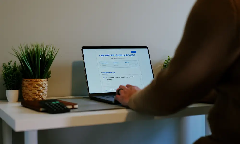 empleado usando un CISO en ordenador